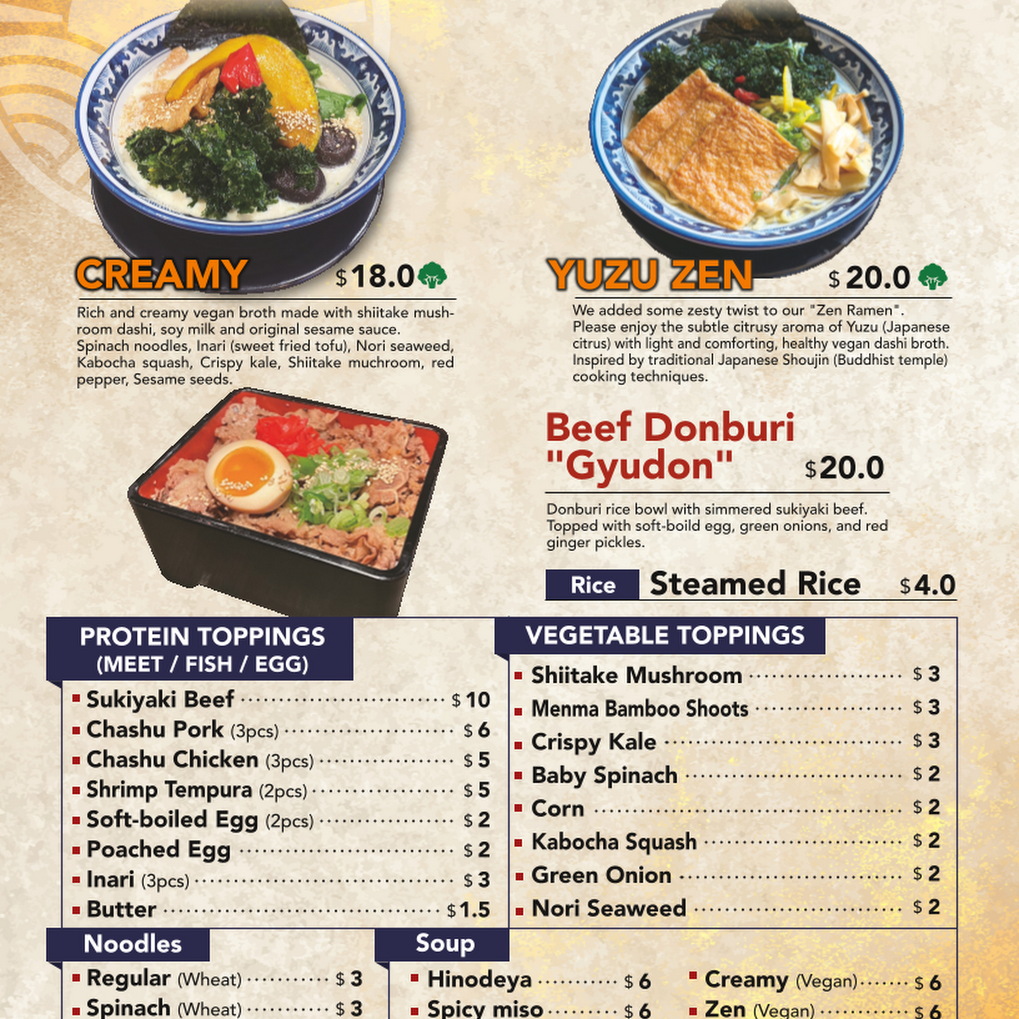 HINODEYA Ramen & Bar Chestnut Menu