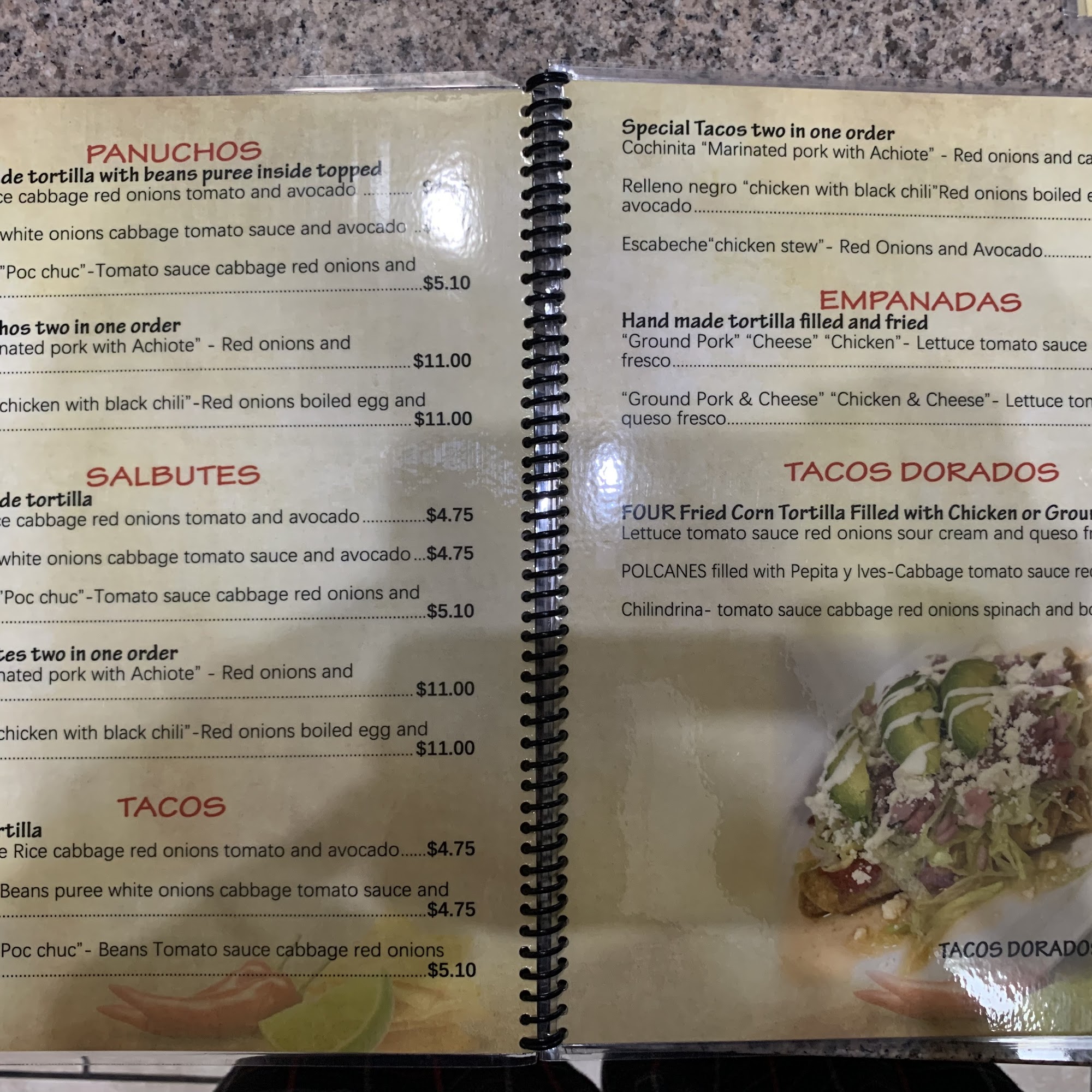 El Sabor Yucateco Menu