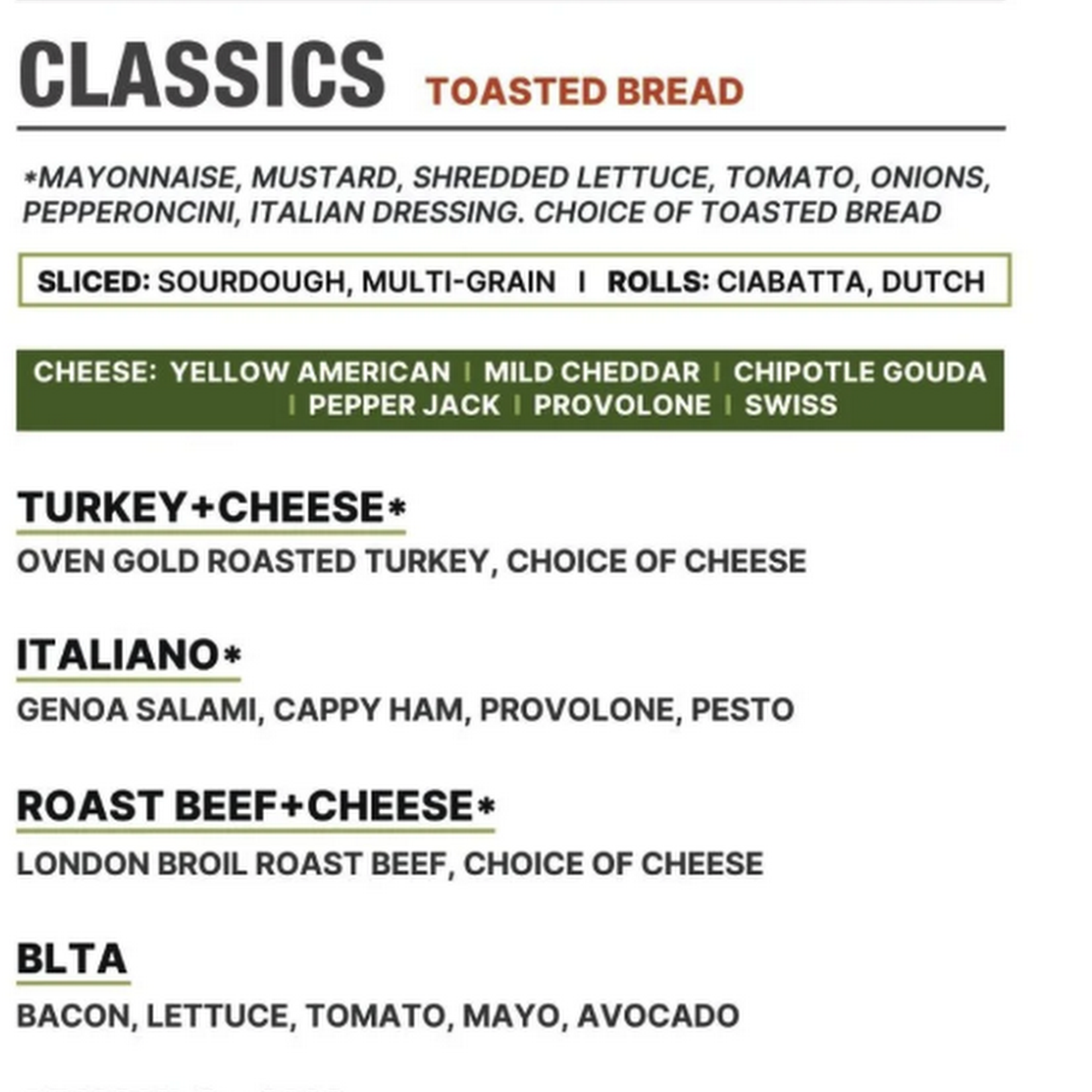 Gateside Market Menu