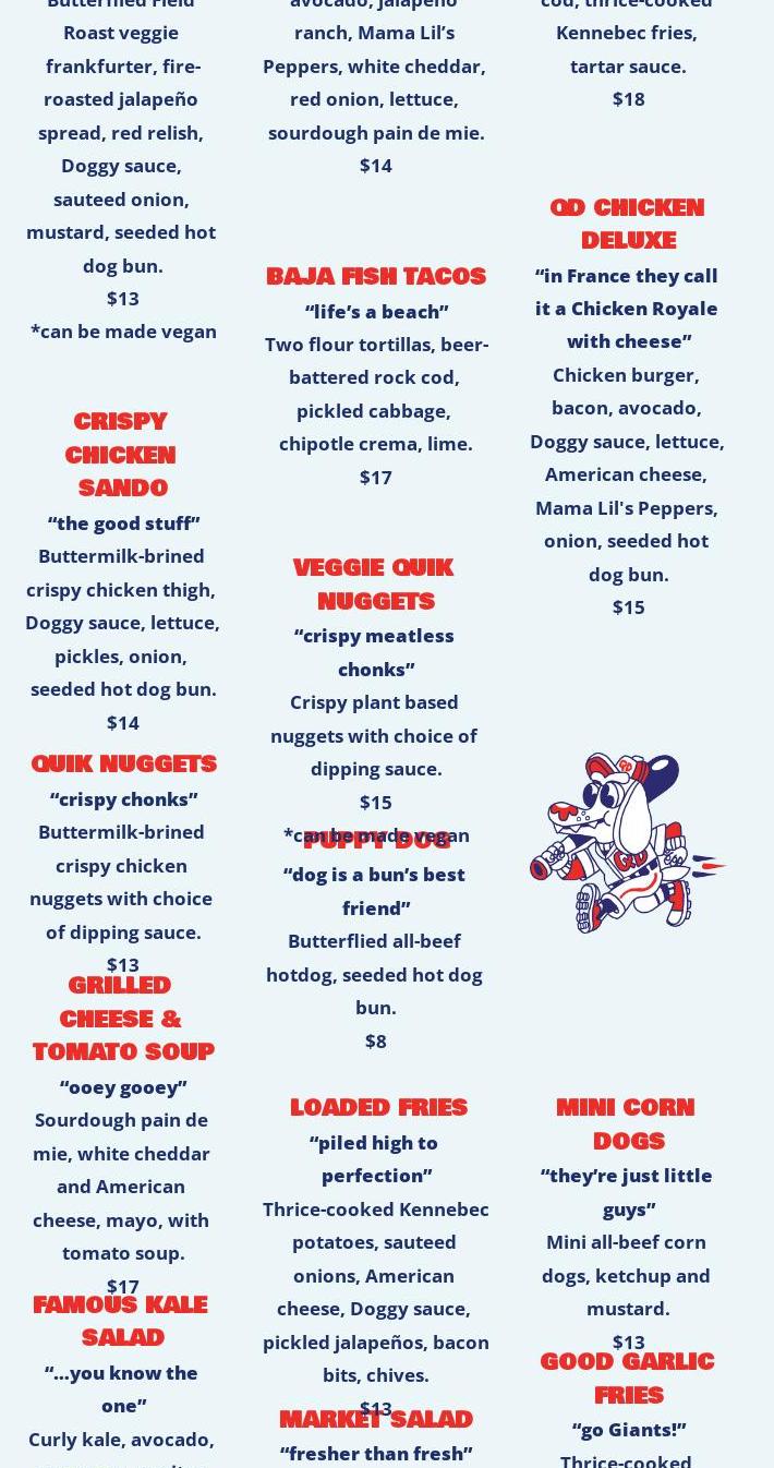 Quik Dog Menu