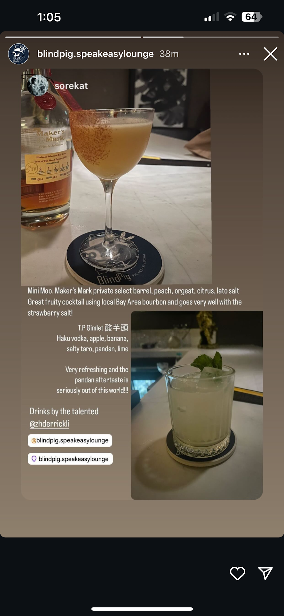 BlindPig Speakeasy Lounge Menu