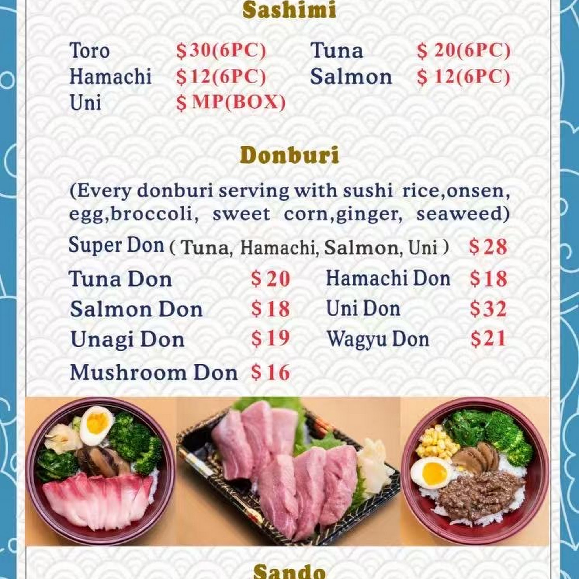 Tuna House Menu