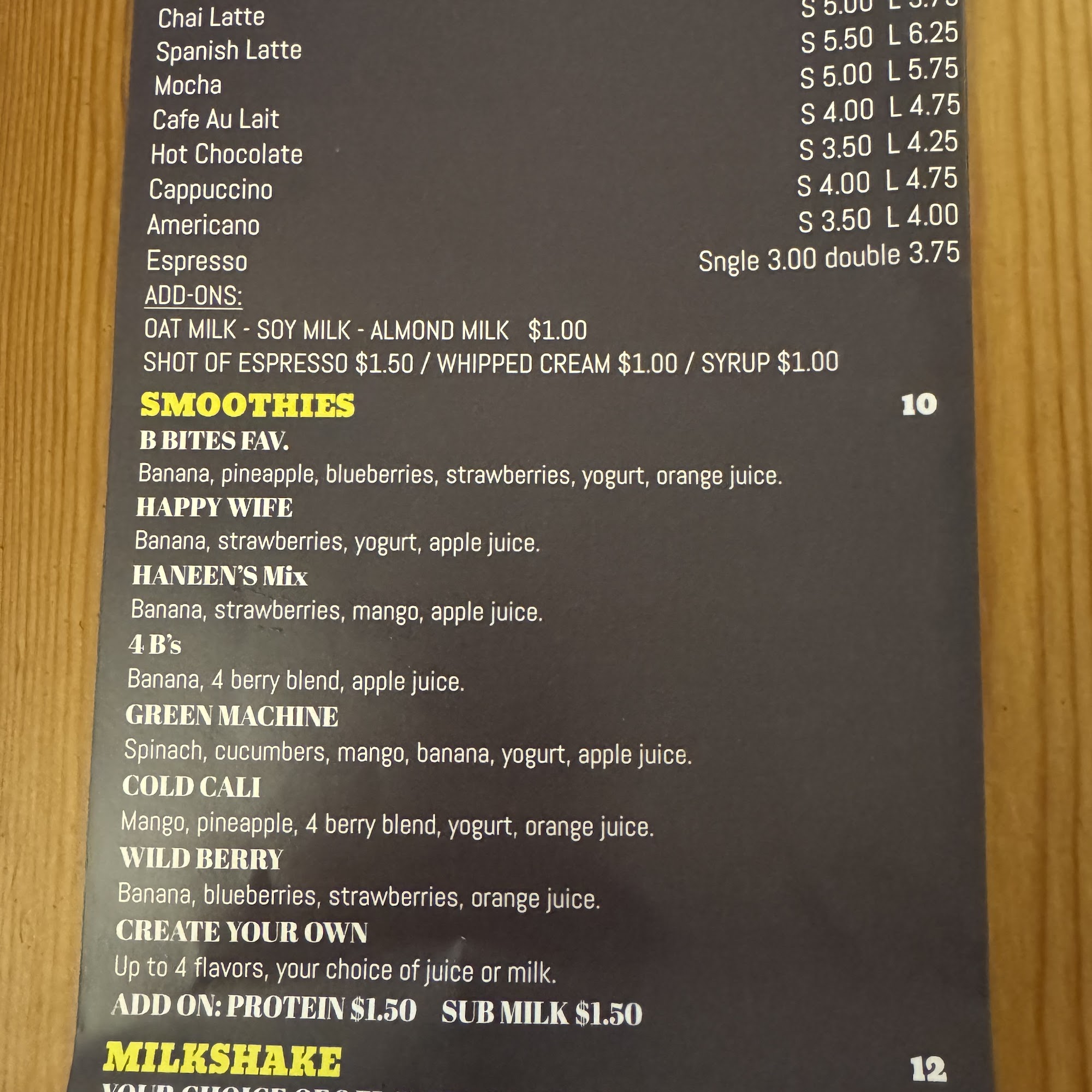 Bottles & bites Menu