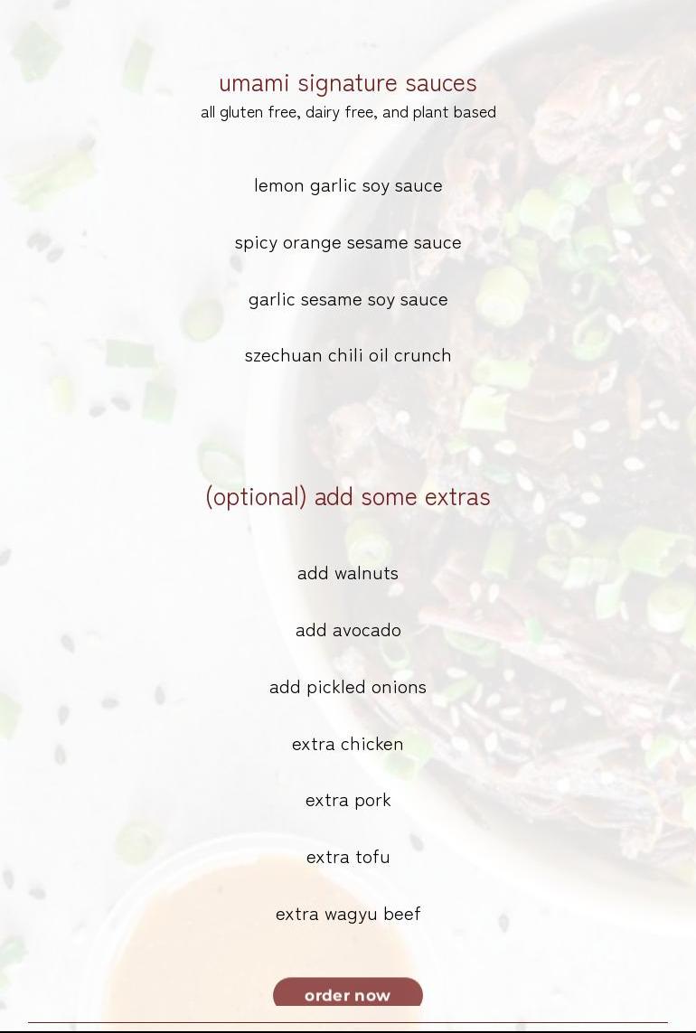 Umami Express Menu
