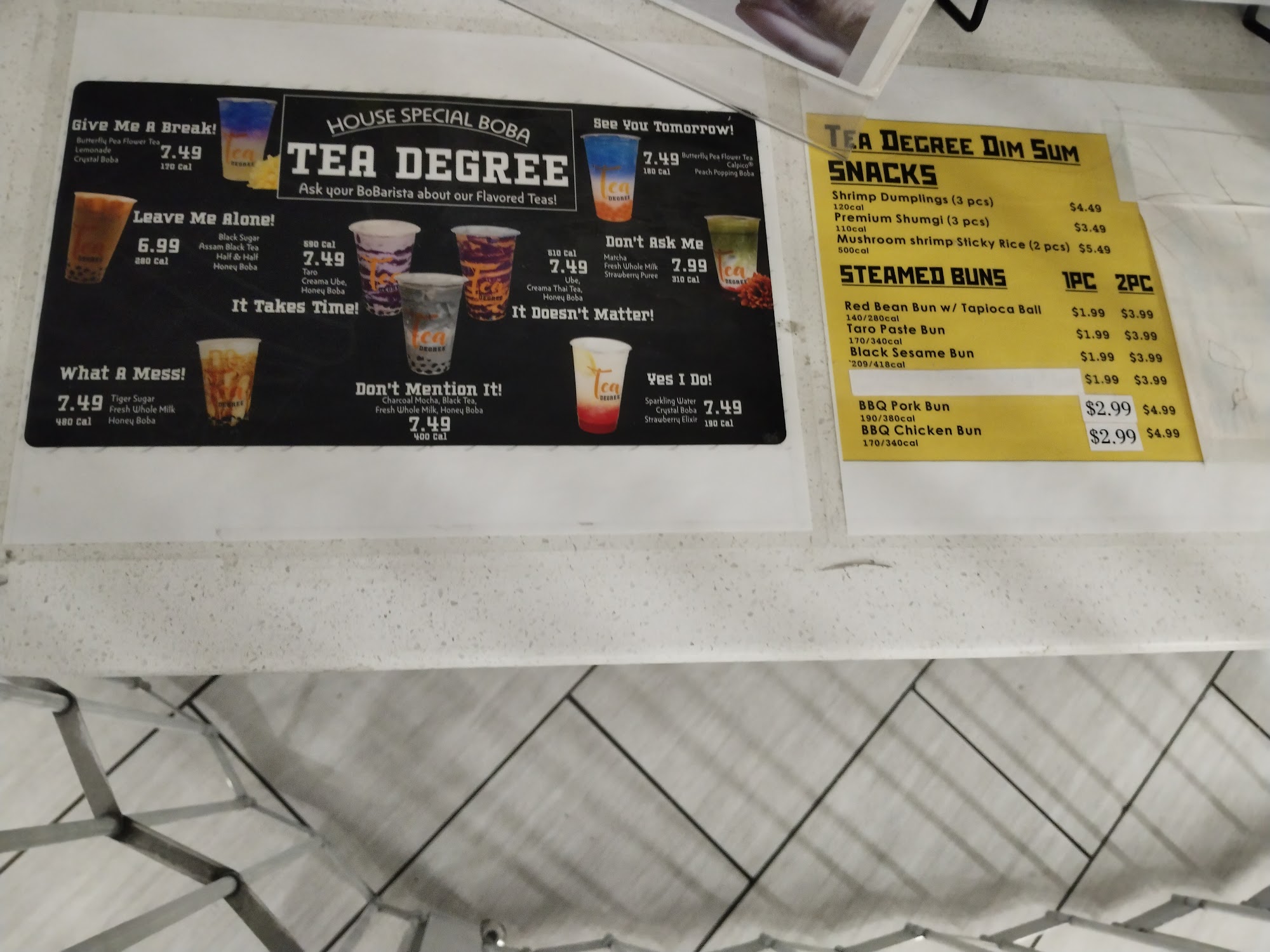 Tea Degree Menu