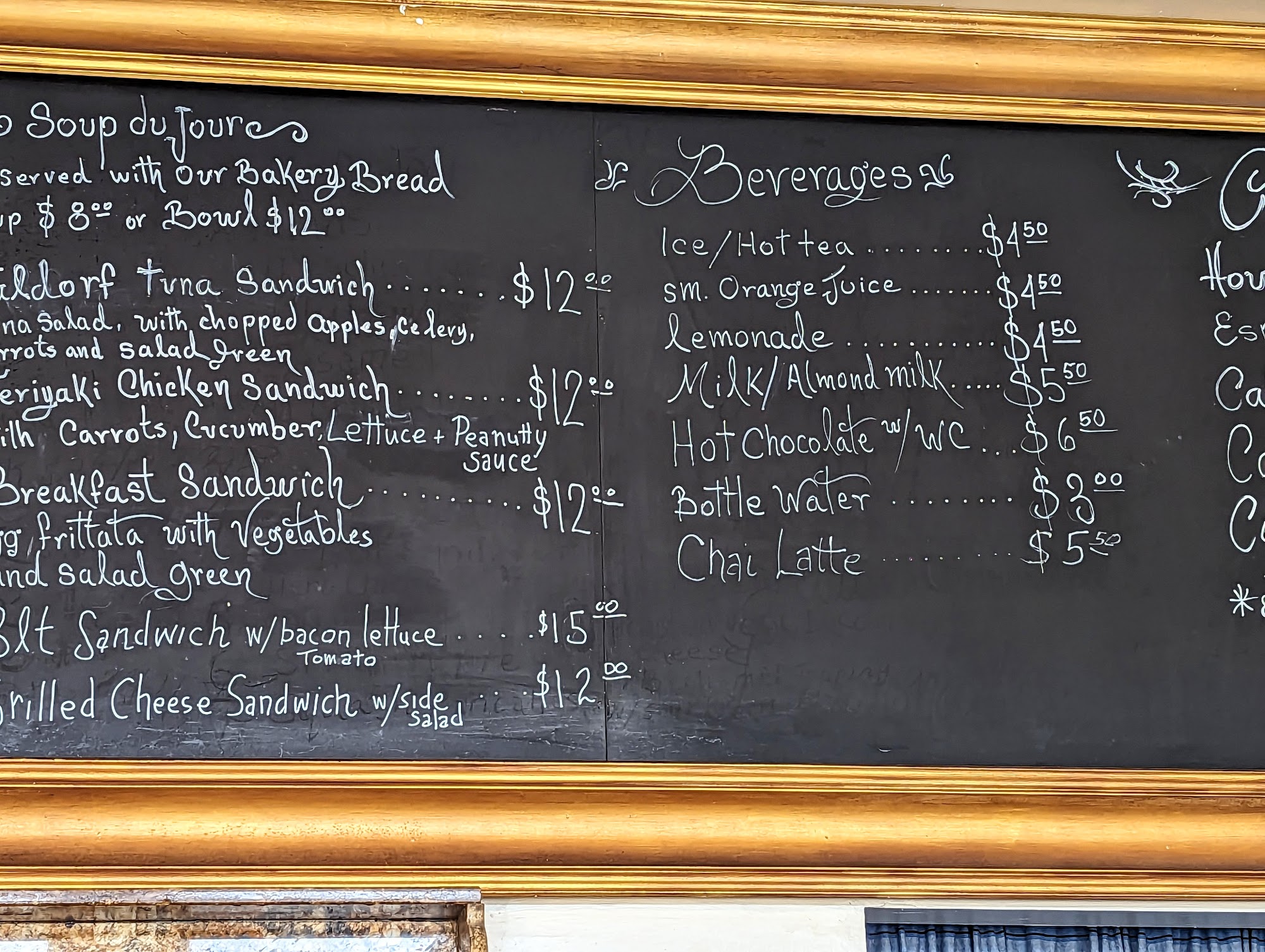 Paris Avenue Menu