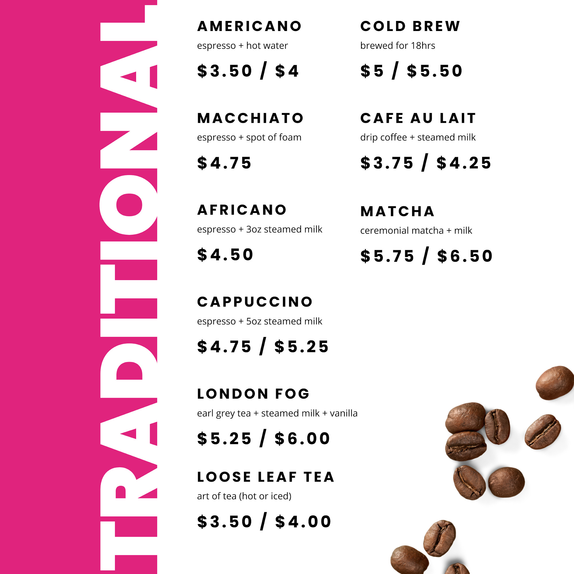 Nirvana Soul Coffee - Express Menu