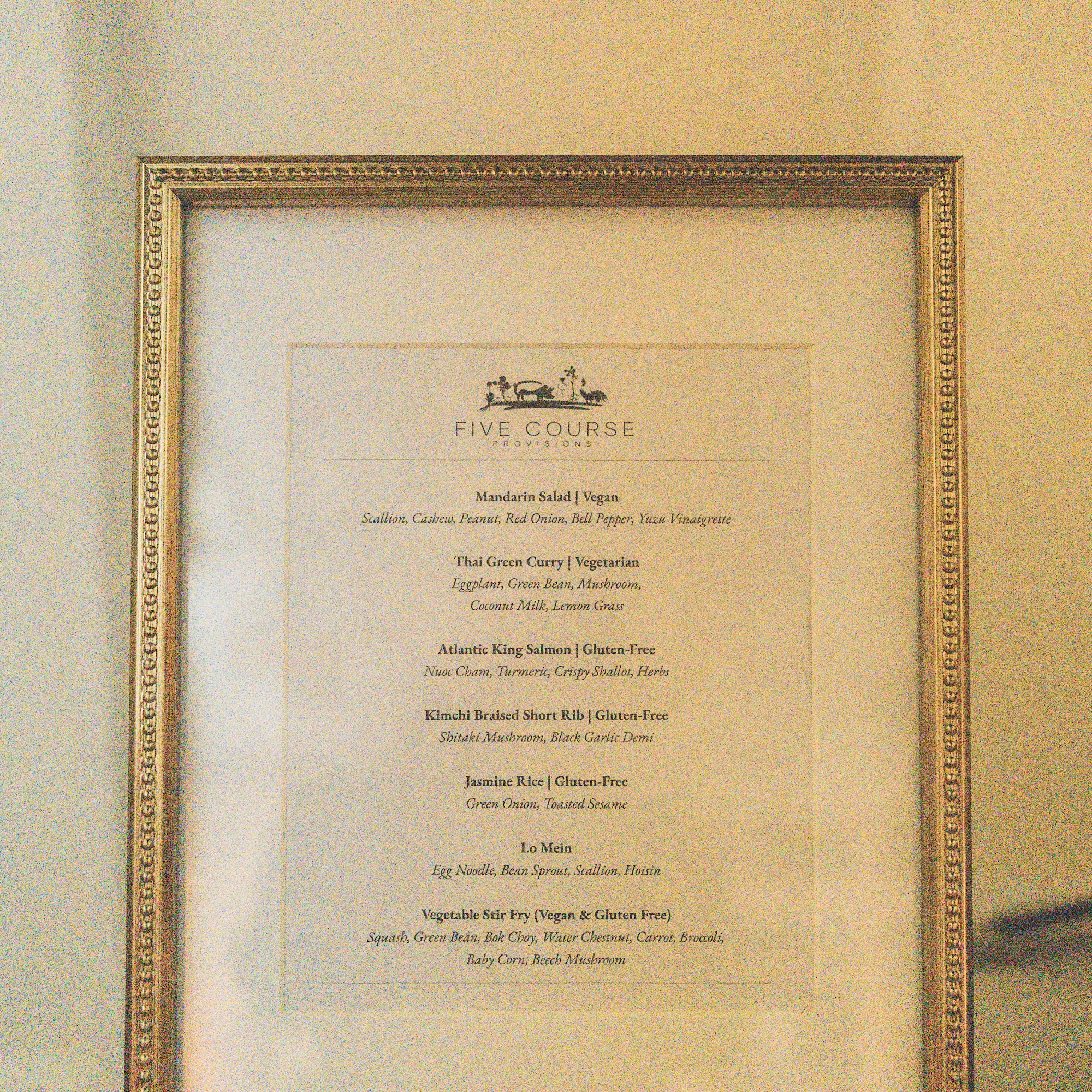 Five Course Provision Menu
