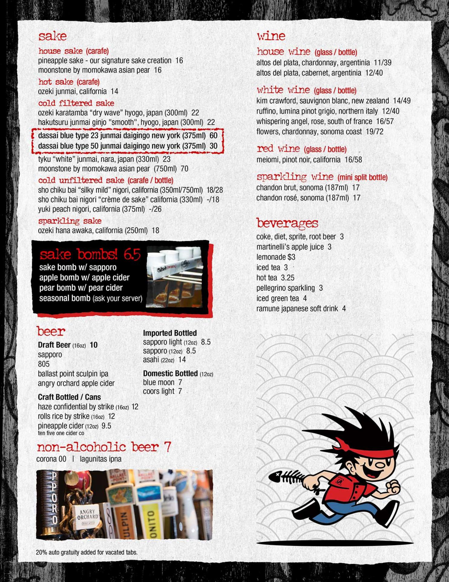 Sushi Confidential Willow Glen Menu