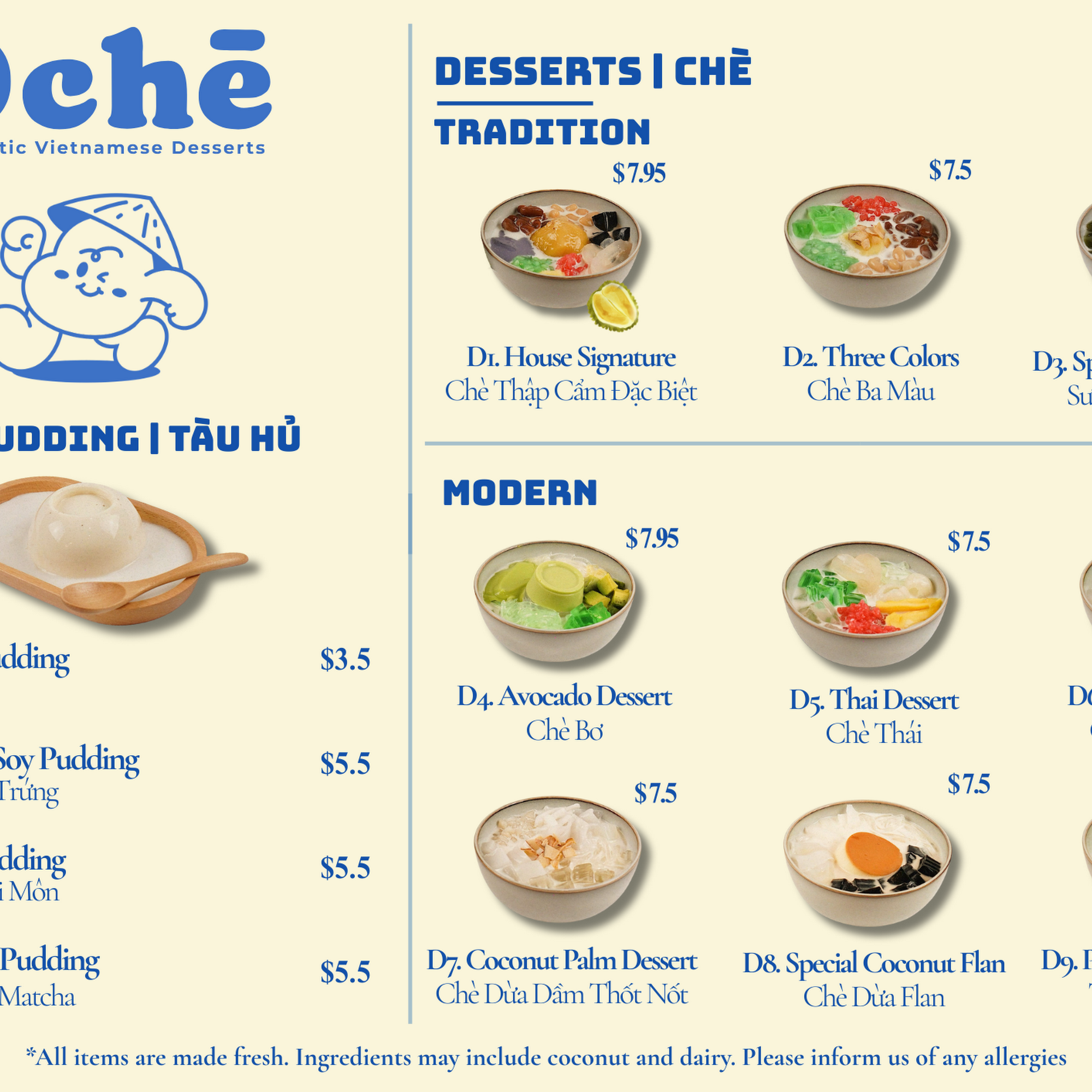 Oche Desserts Menu