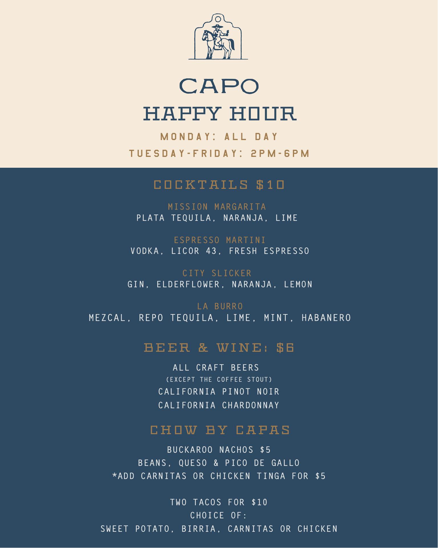 Capo Leisure House Menu