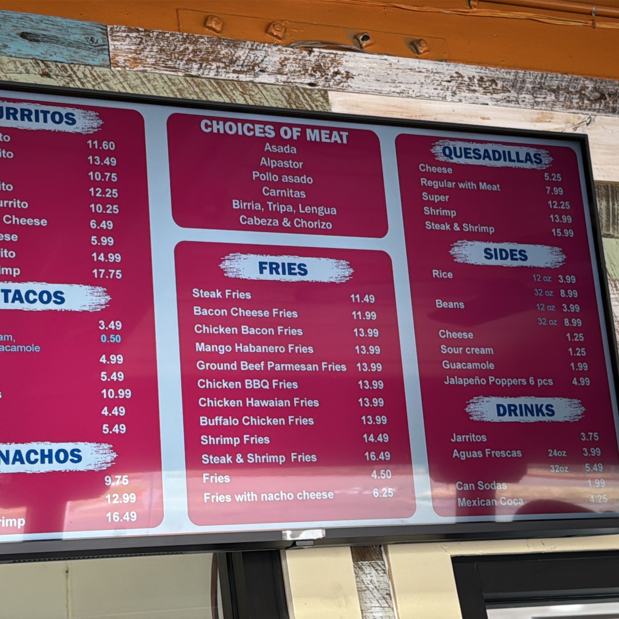 Tacos Blu3 Diamond Menu