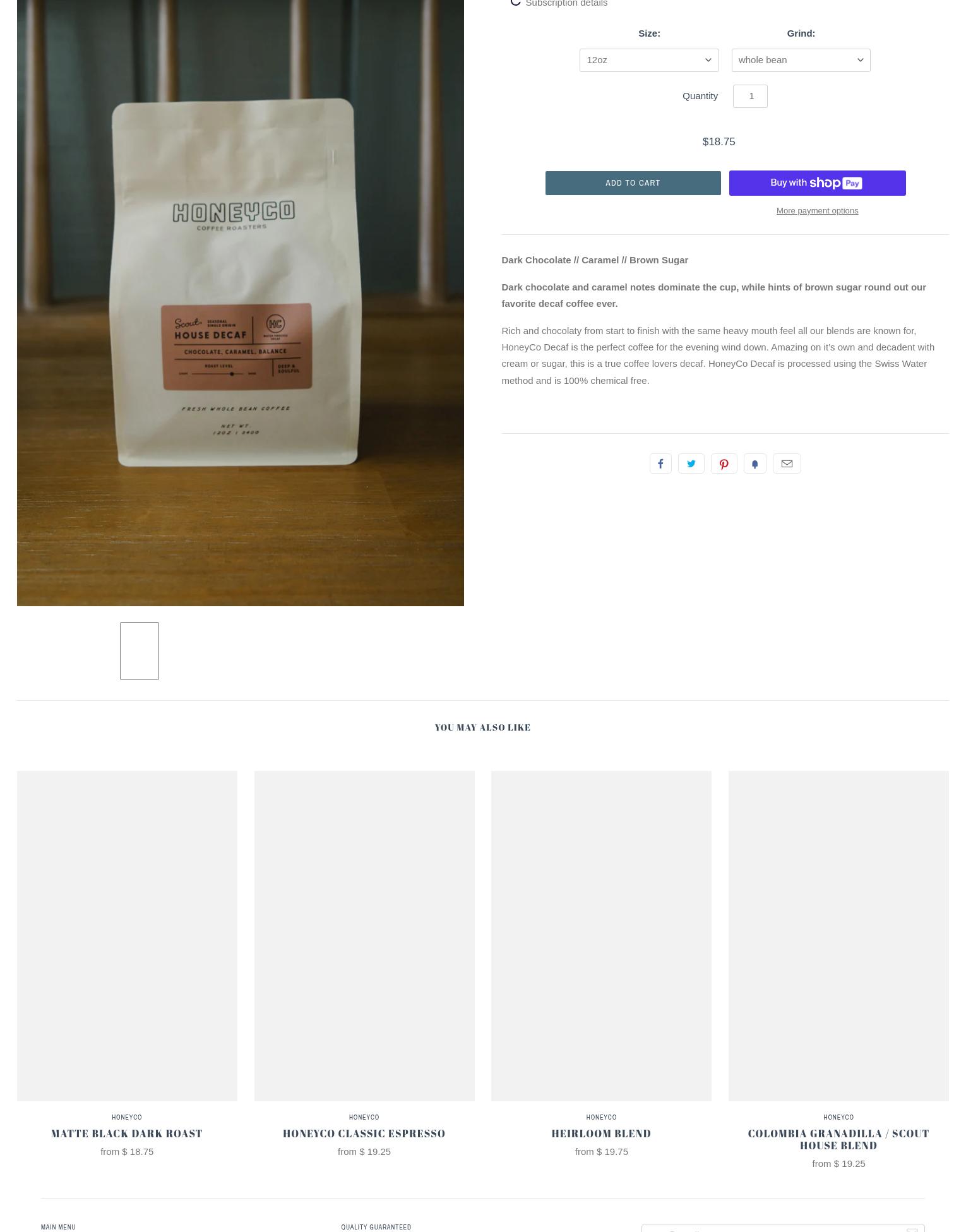 HoneyCo Coffee Roasters Menu