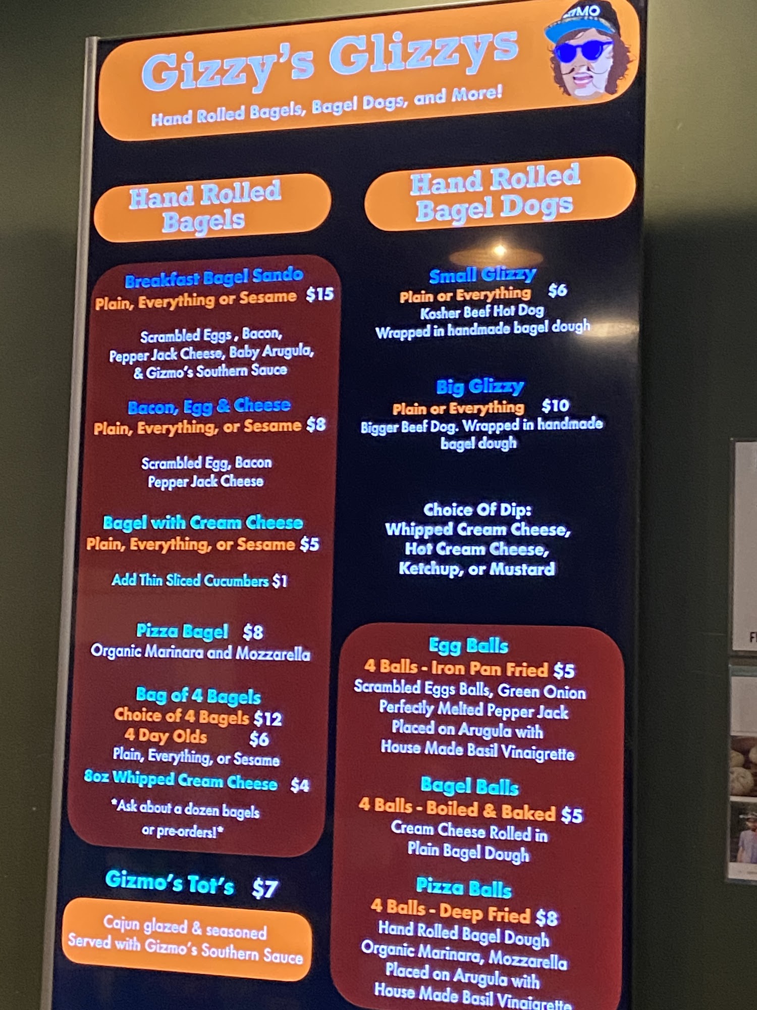 Gizzy's Glizzys Menu