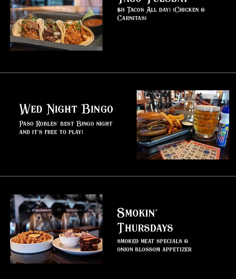 Paso Robles Brewing Co. Menu