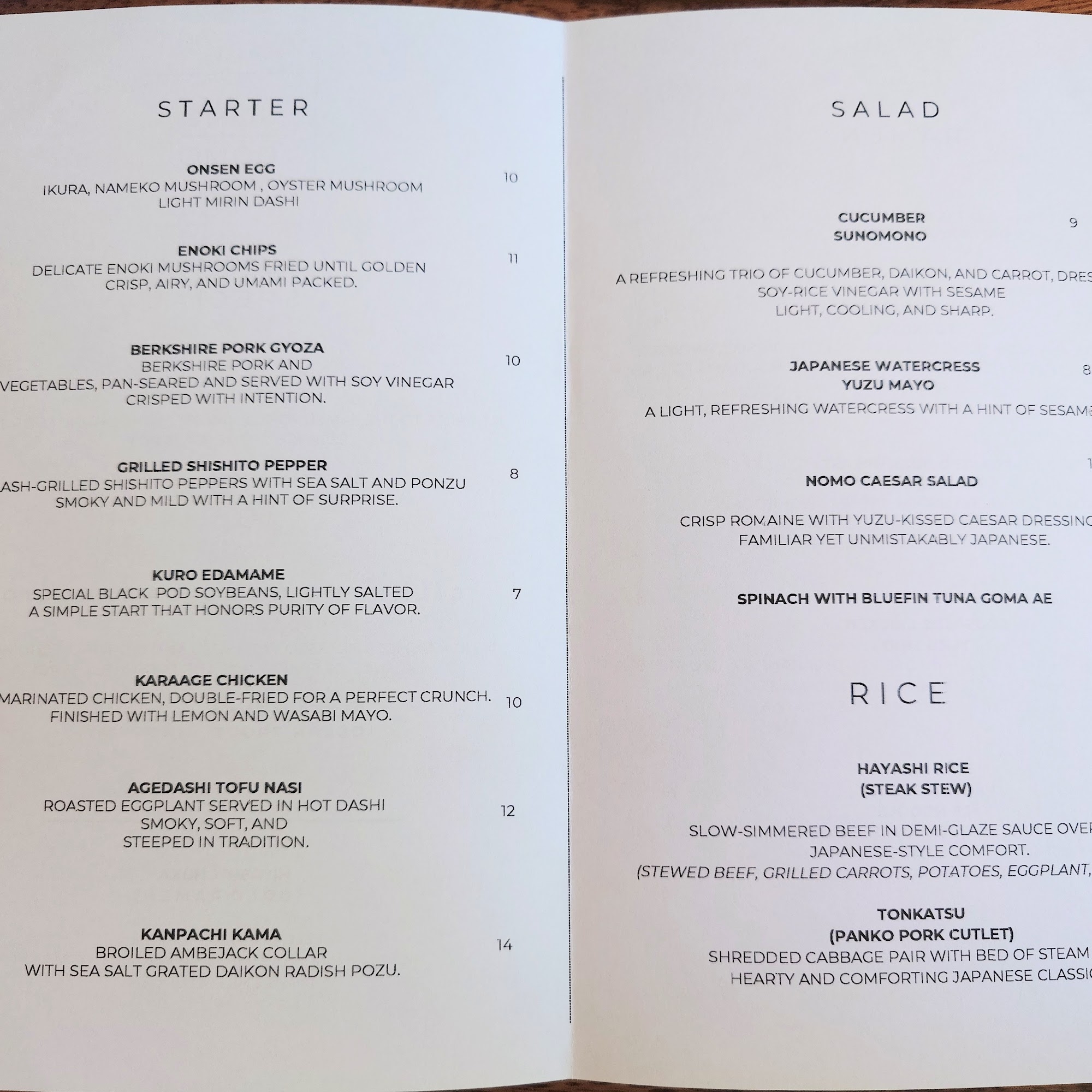 Nomo Domo Menu