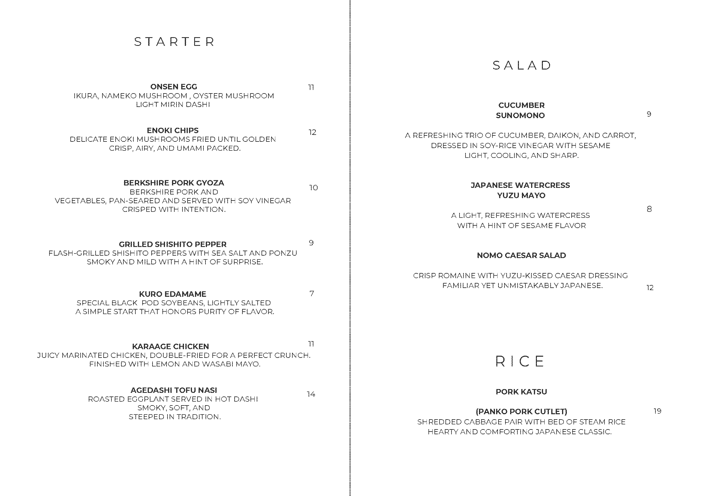 Nomo Domo Menu