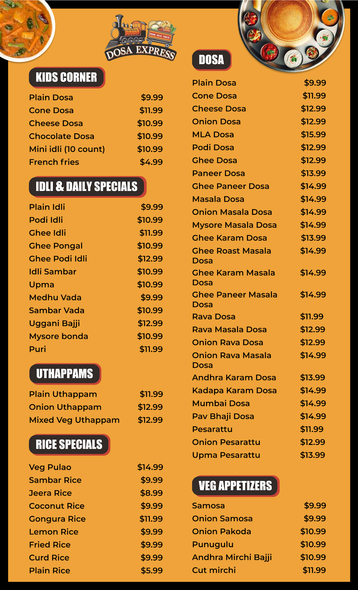 Dosa Express Menu