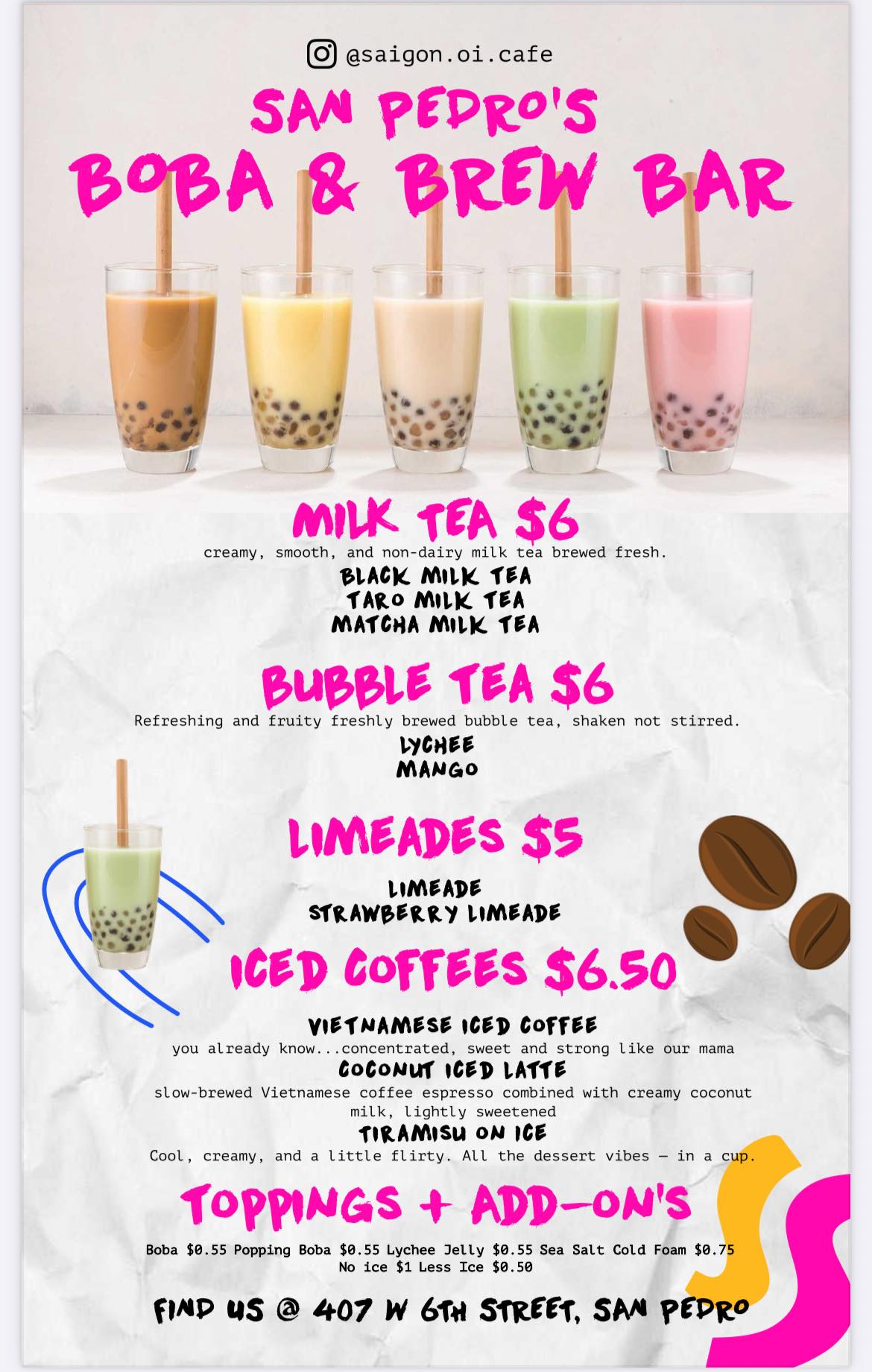 Saigon Oi Cafe SP Menu