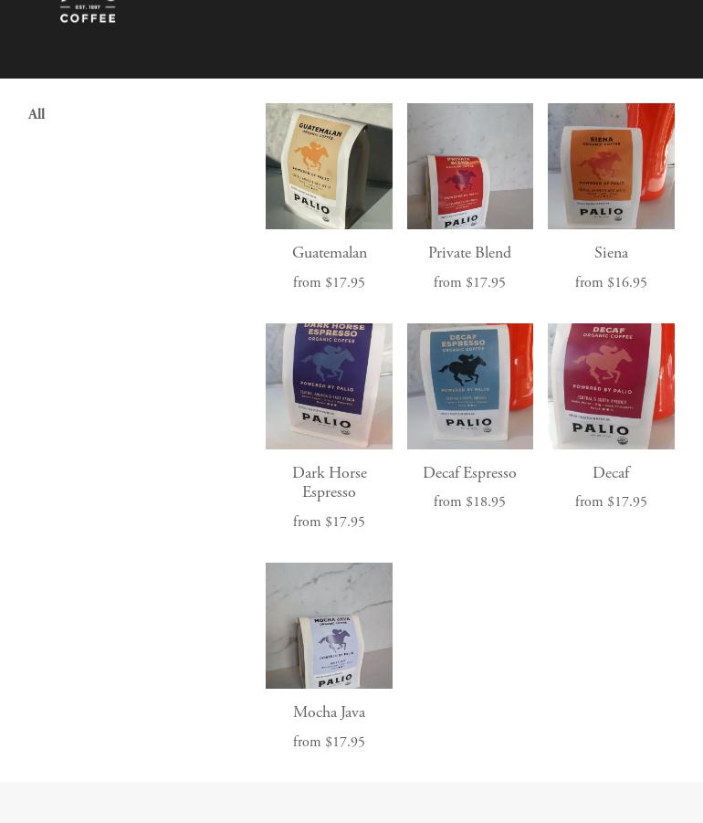 Palio Coffee Menu