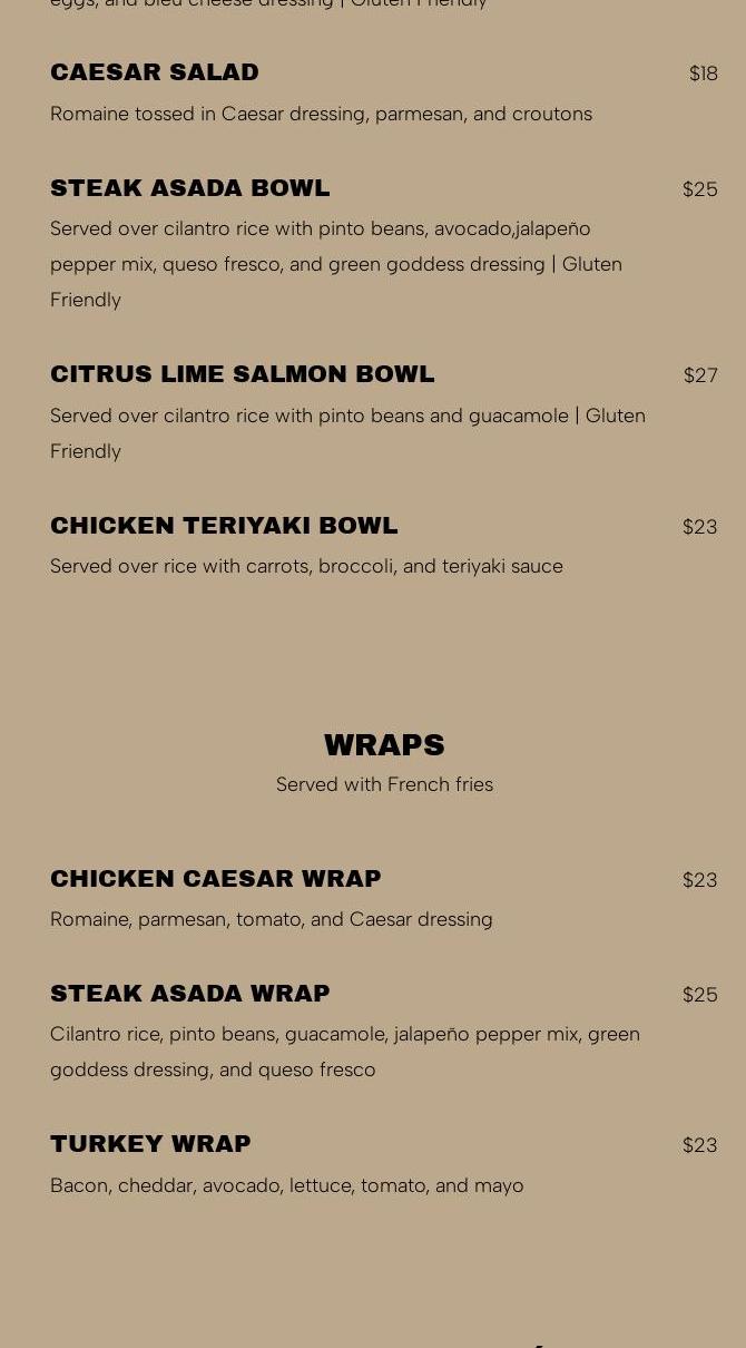 ZENTRL Kitchen + Bar - City Center Menu