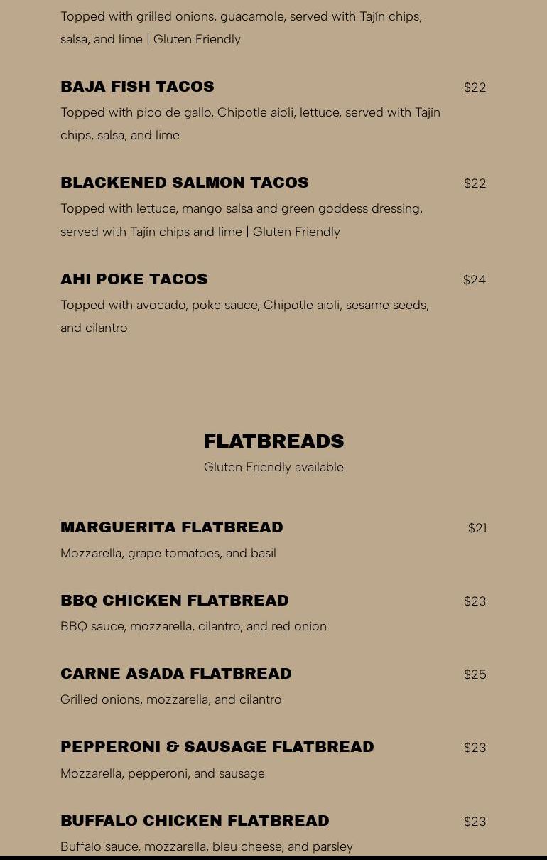 ZENTRL Kitchen + Bar - City Center Menu