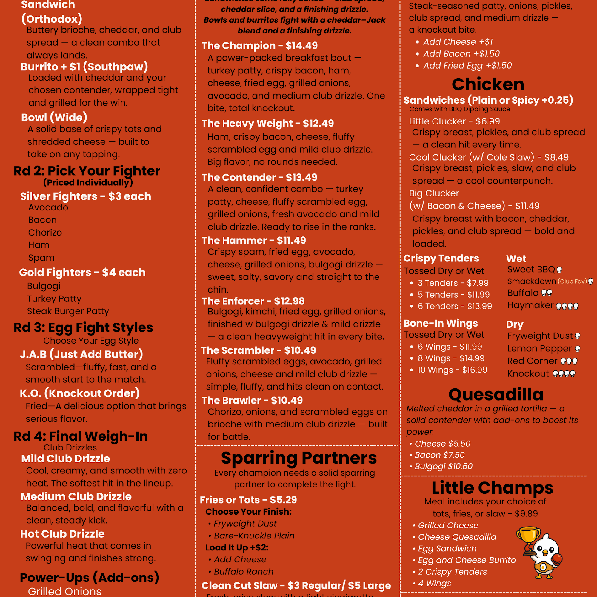 The Bite Club Menu