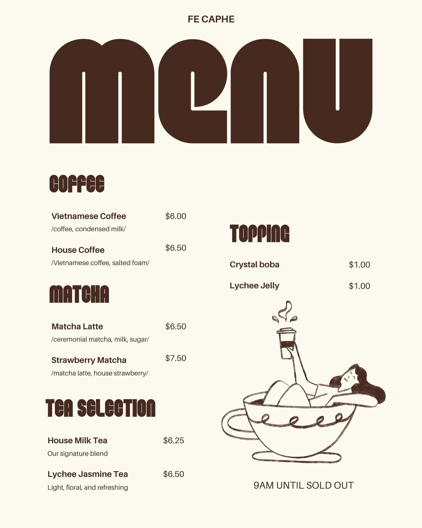 Fe Caphe Menu