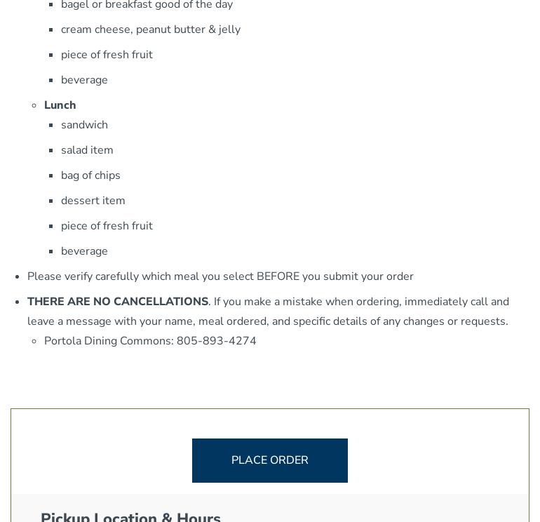 De La Guerra Dining Commons Menu