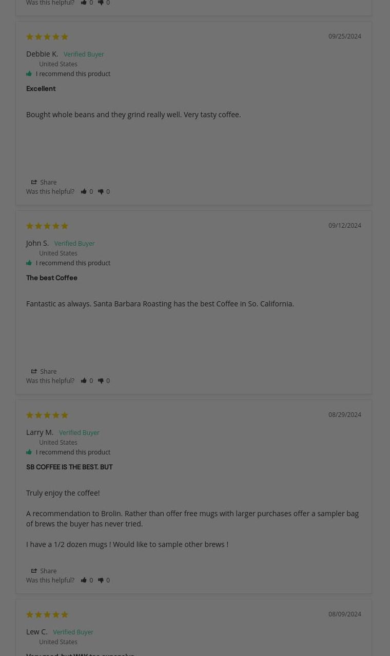 Santa Barbara Roasting Co Menu