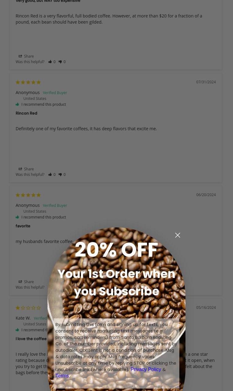 Santa Barbara Roasting Co Menu