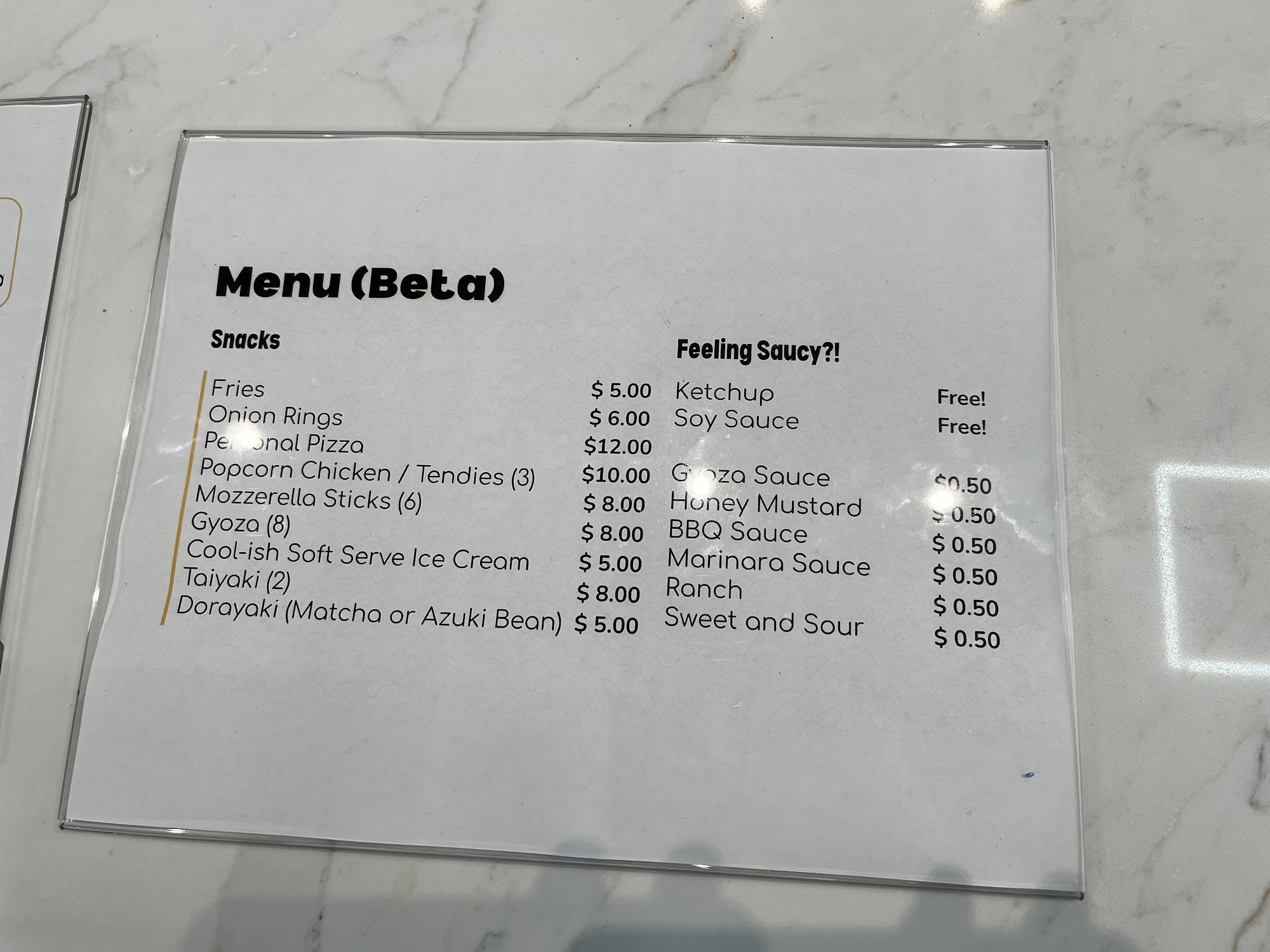 Gamers Heaven Bay Area - Cafe Menu