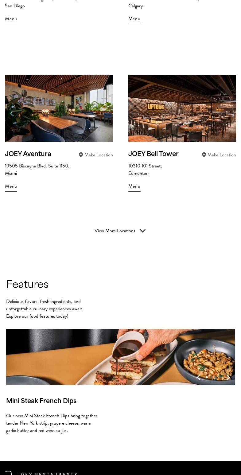 JOEY Valley Fair Menu