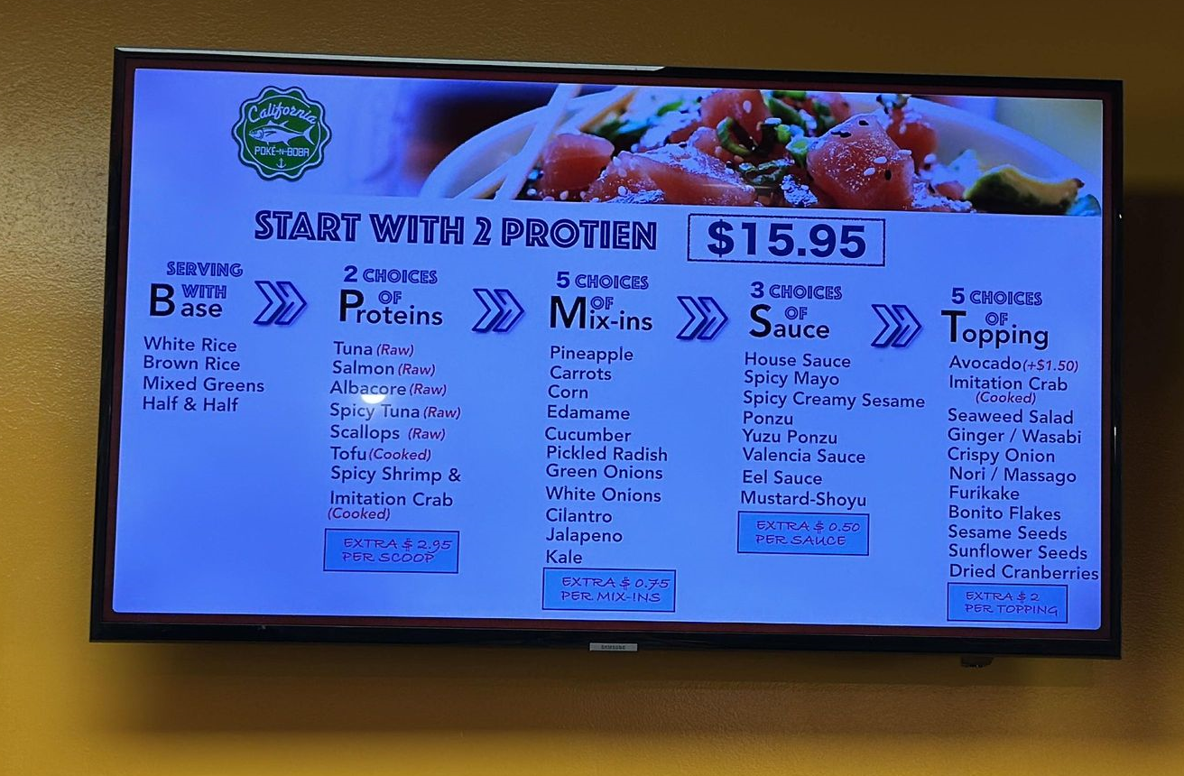 California Poké N Boba Menu