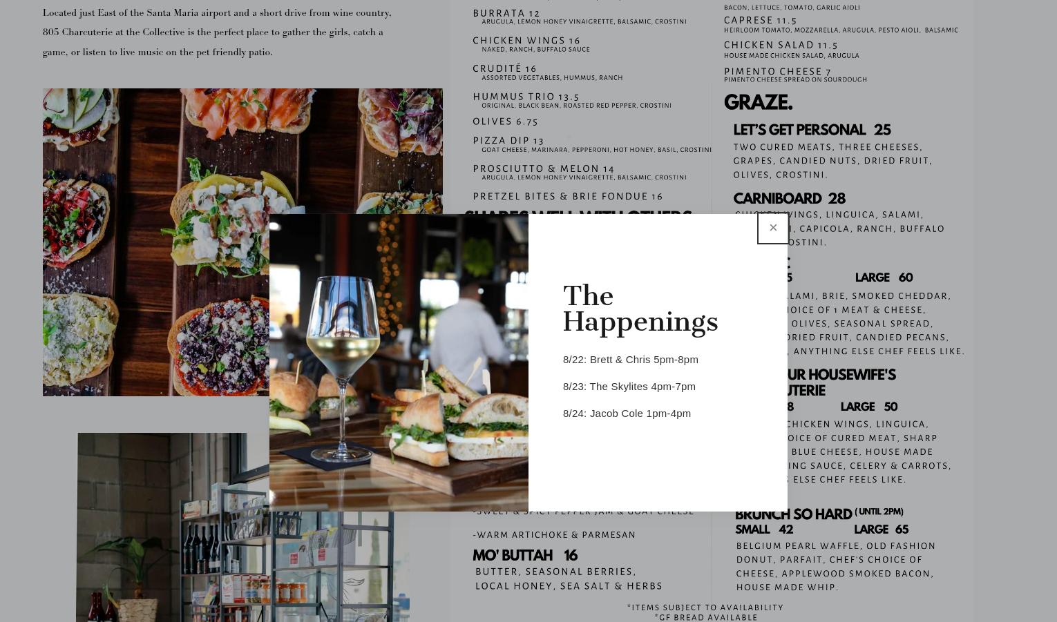 805 Charcuterie Menu