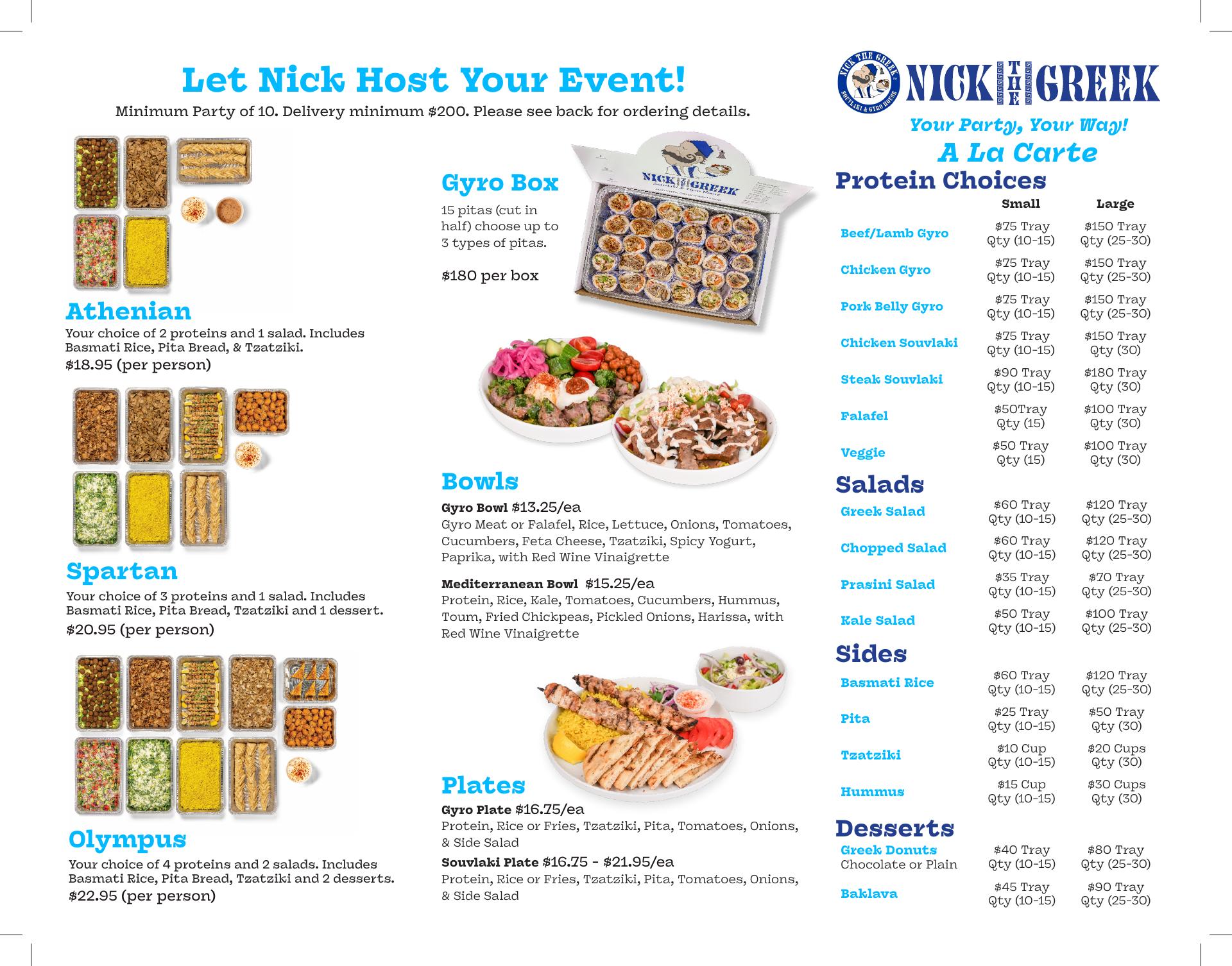 Nick The Greek Menu
