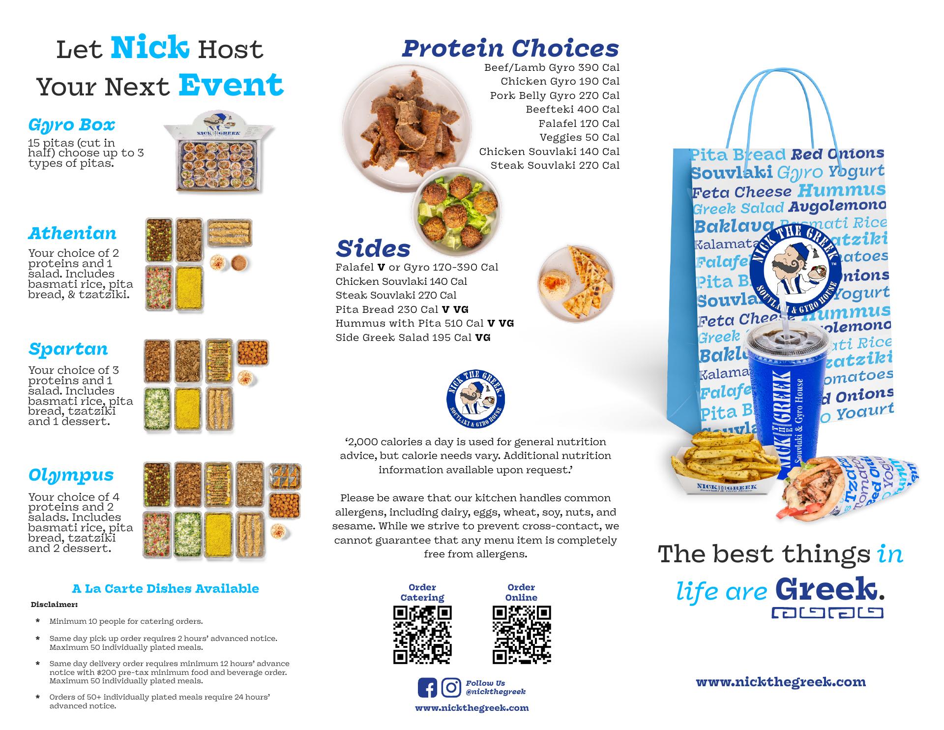Nick The Greek Menu
