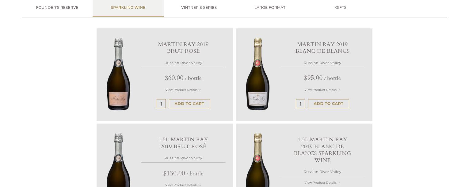 Martin Ray Vineyards & Winery Menu