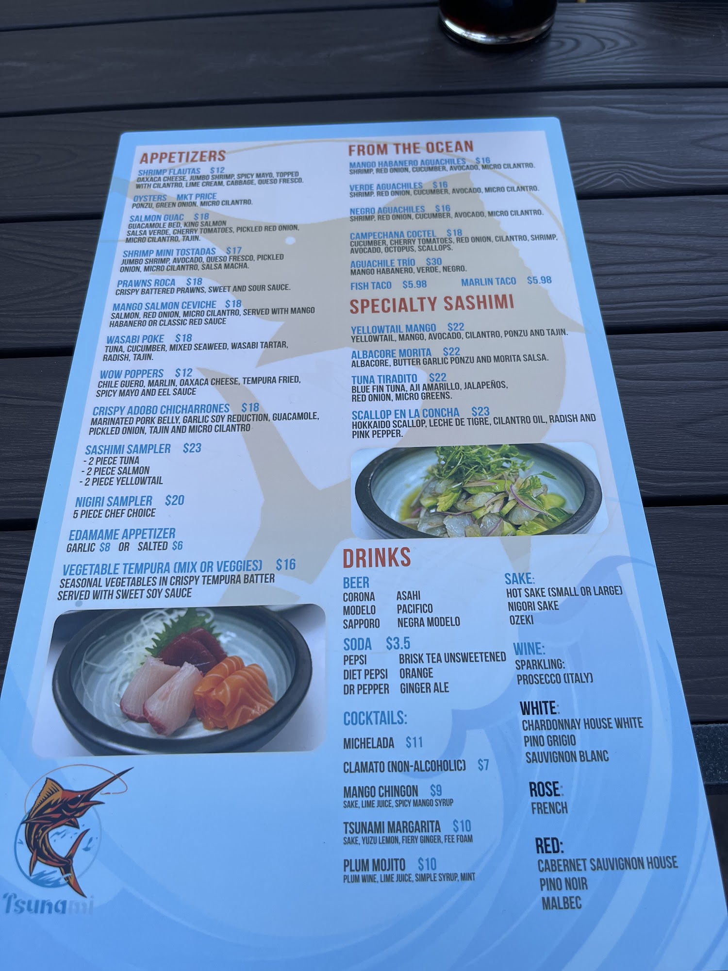 Tsunami Modern Cuisine Menu