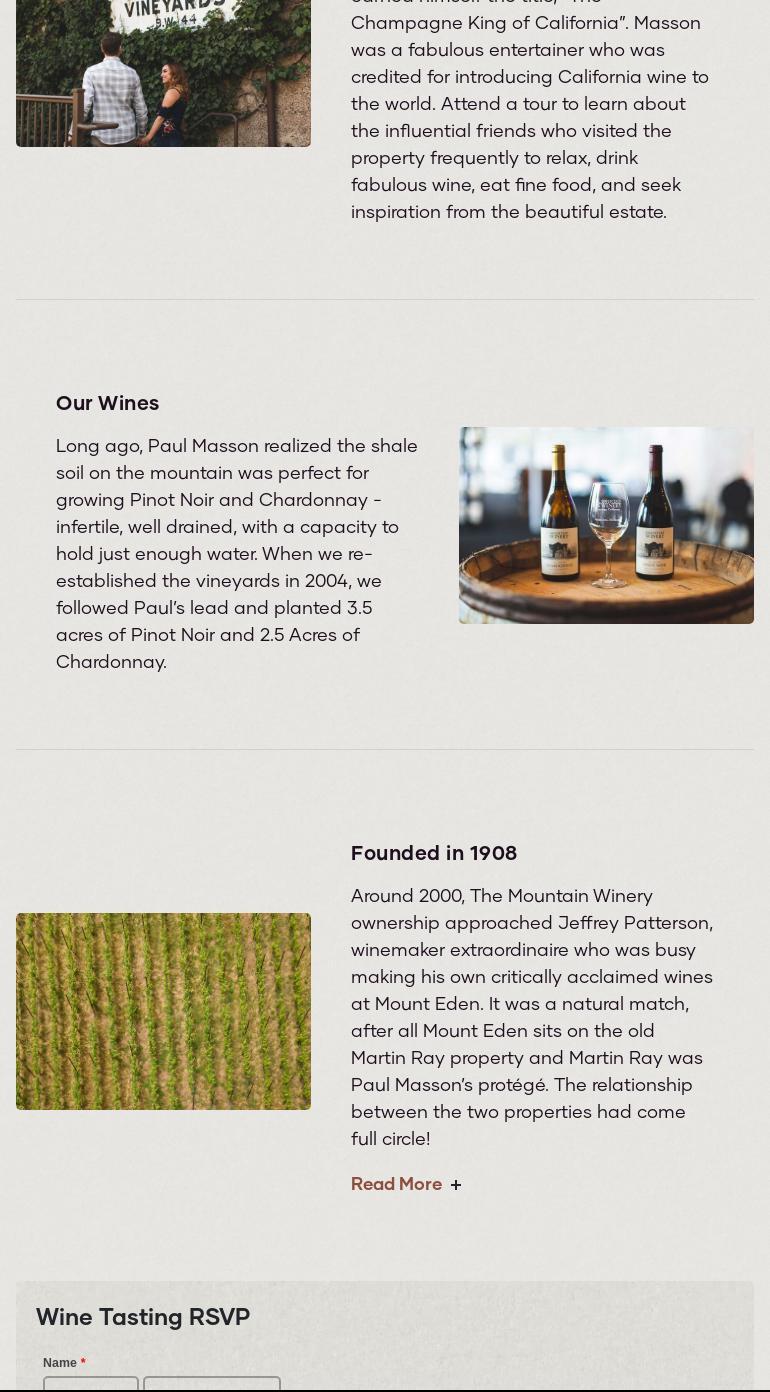 Mountain Winery Chateau Building Menu