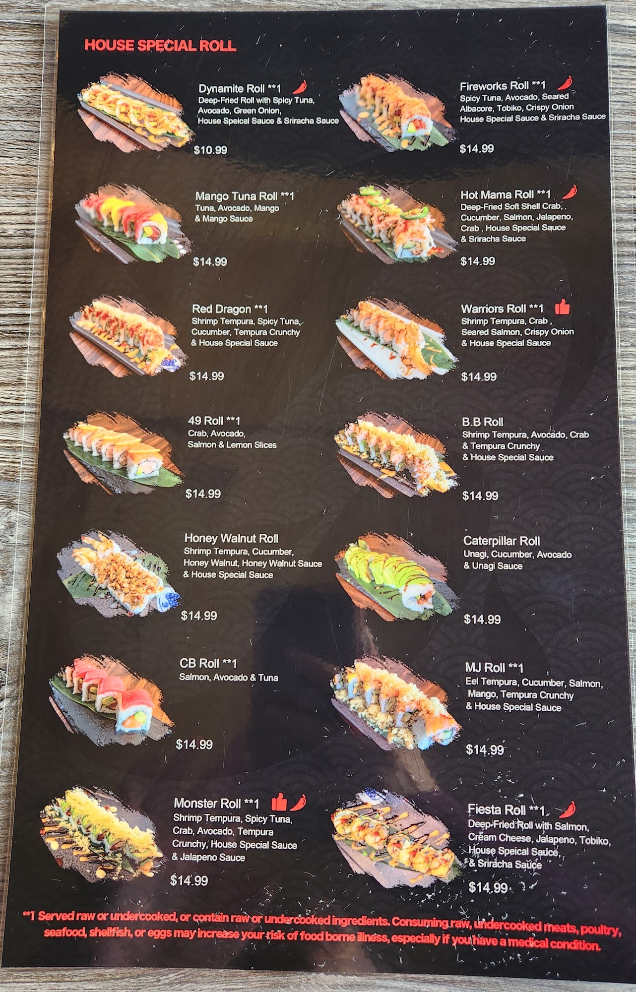 MJ Sushi Menu