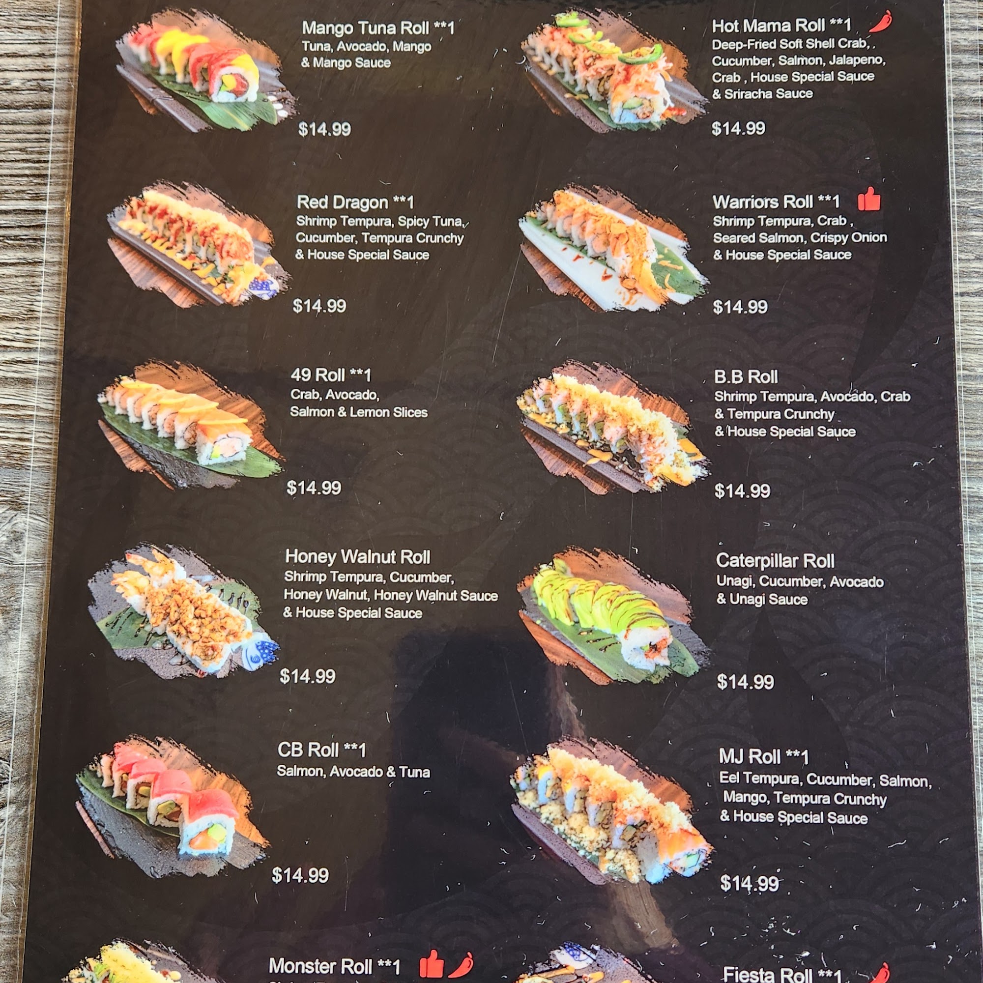 MJ Sushi Menu