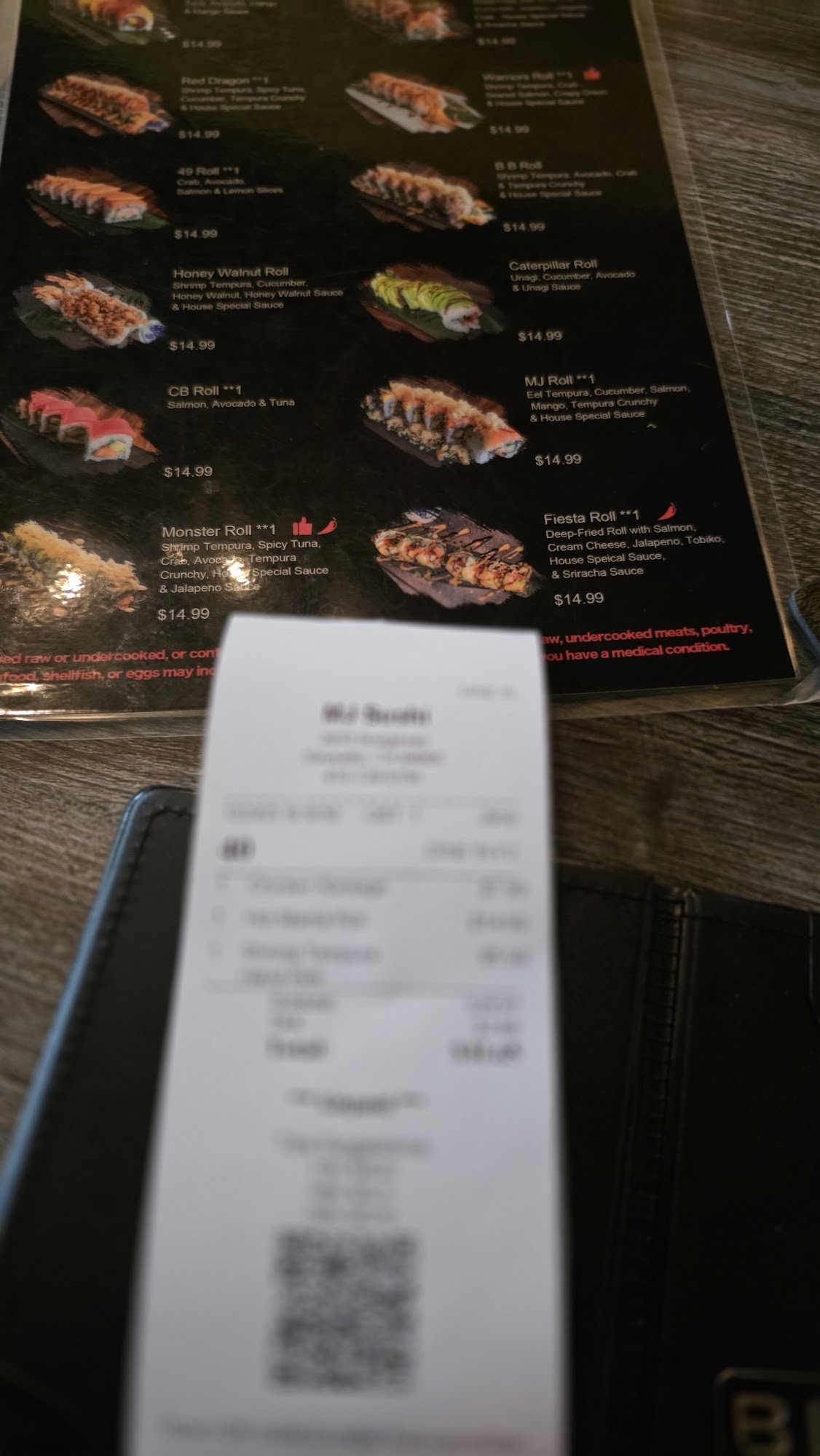 MJ Sushi Menu