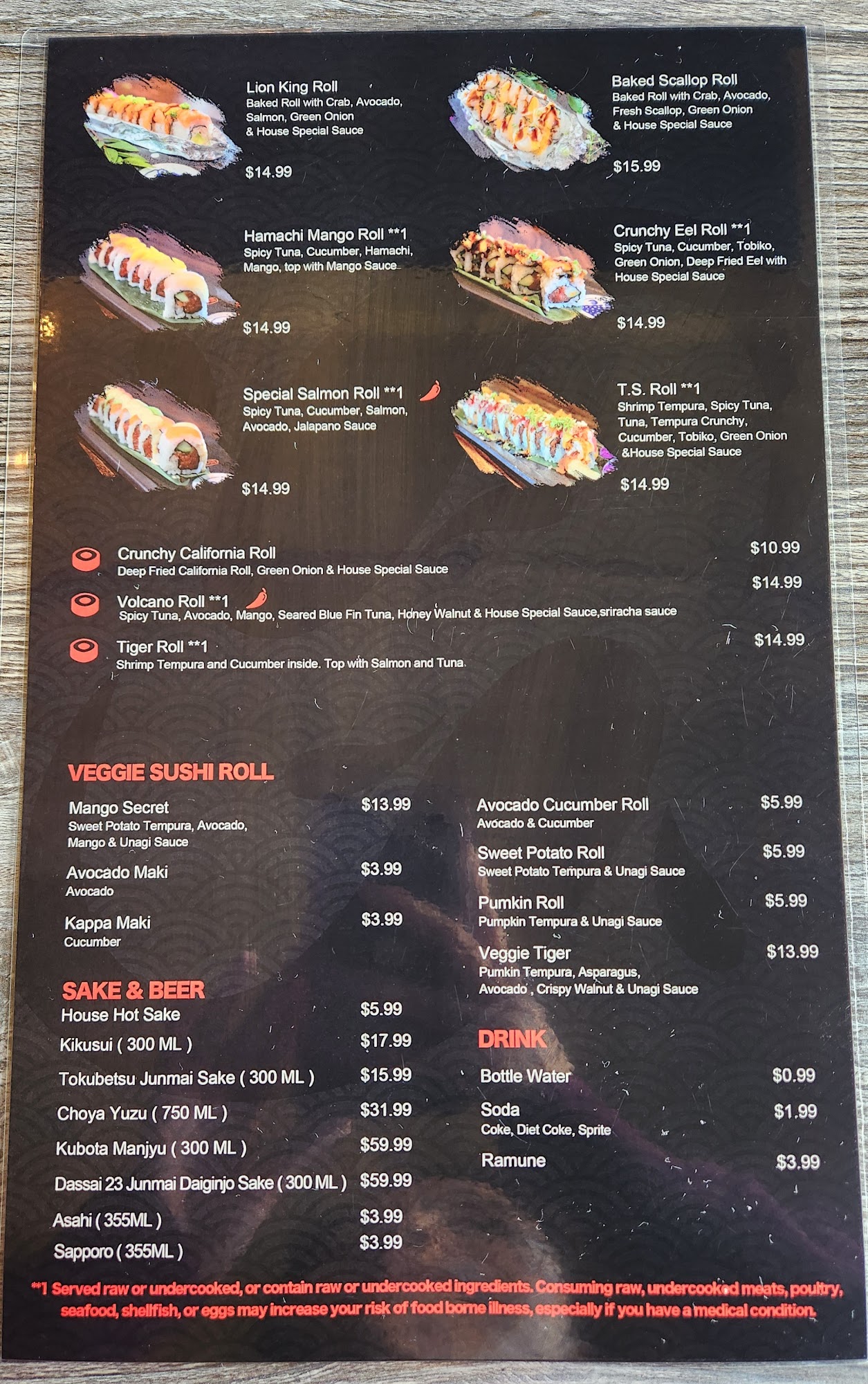 MJ Sushi Menu