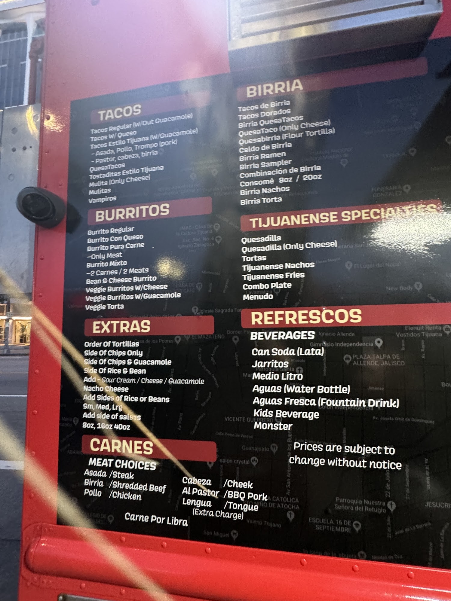 Tacos El Tijuanense Menu