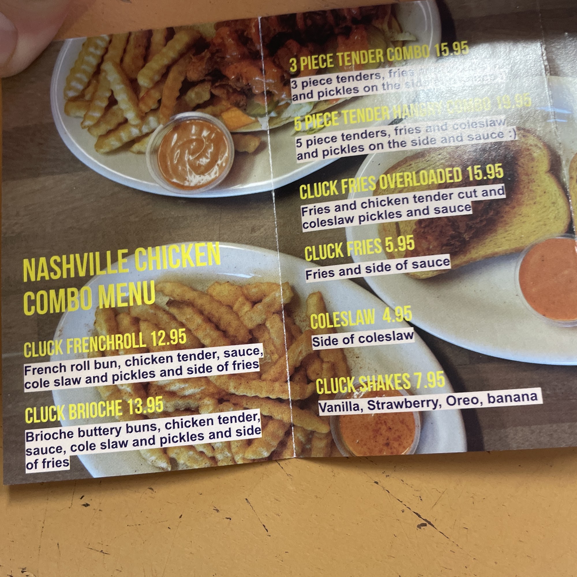 What the cluck Menu