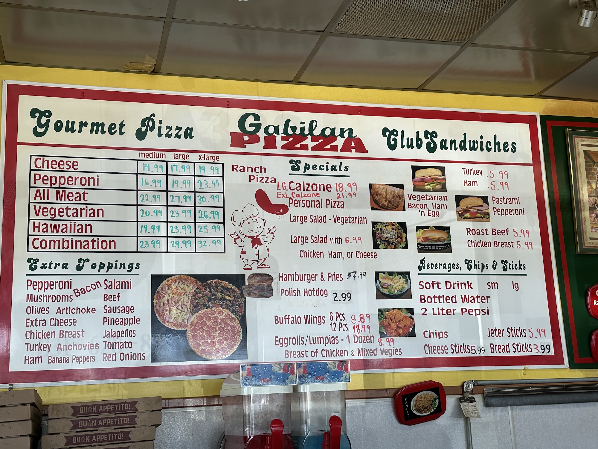 Gabilan pizza Menu