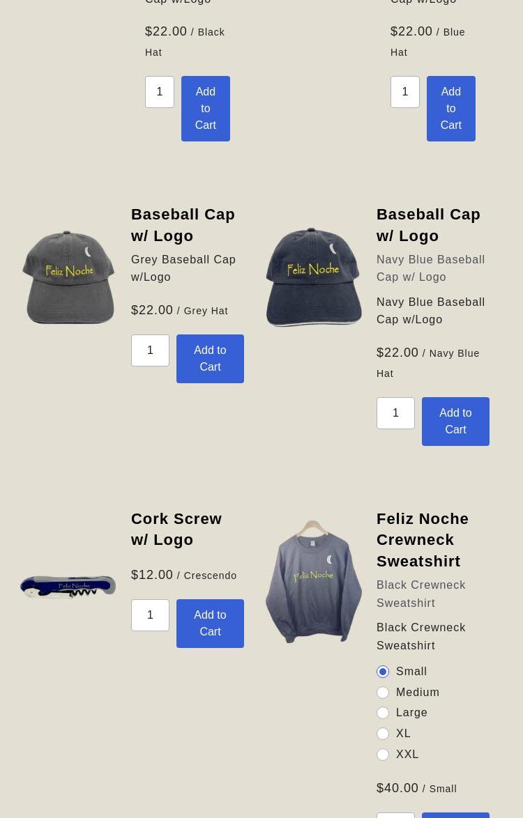 Feliz Noche Cellars Menu