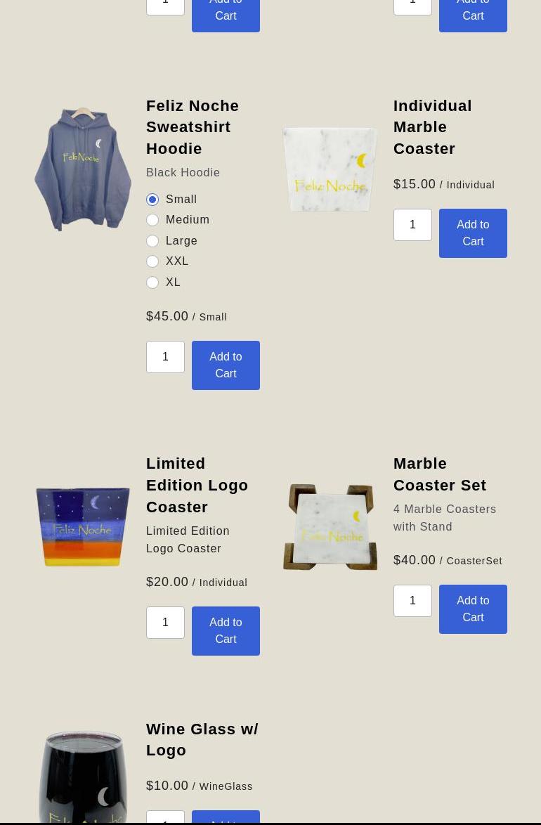 Feliz Noche Cellars Menu