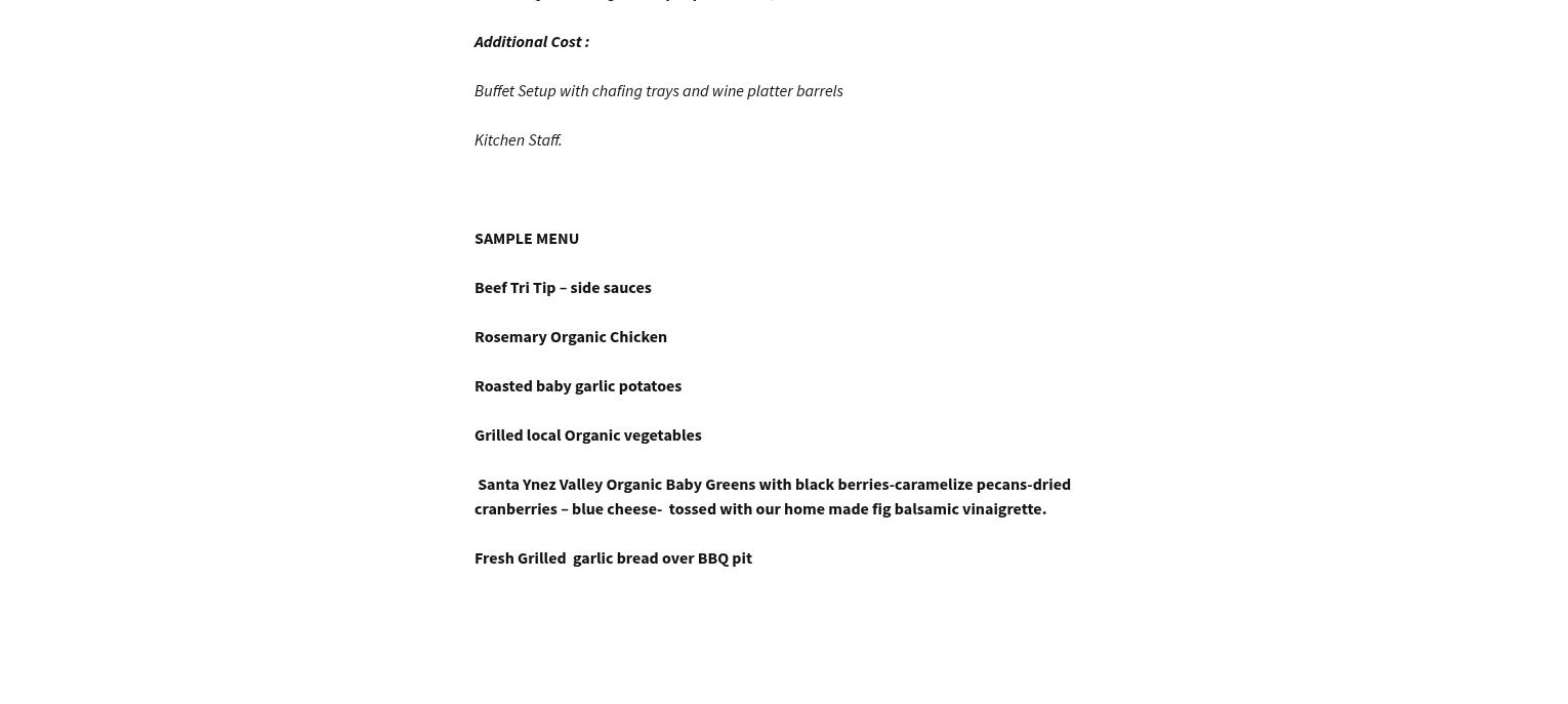 J.R.'s Gourmet Catering Menu